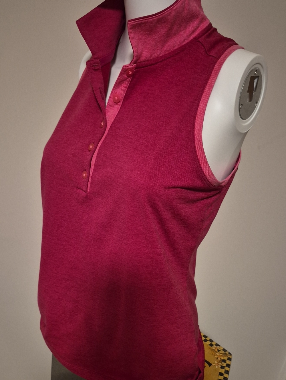 NIKE Tour Performance Dri Fit Sleeveless Polo Tank Top in Berry Pink